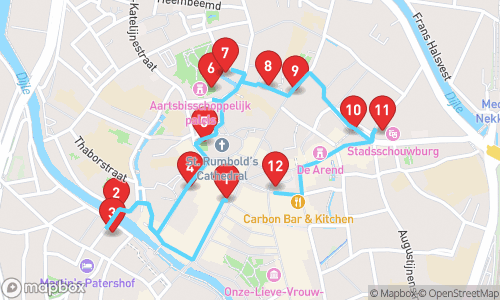 Historische Rondleiding door Mechelen tour map
