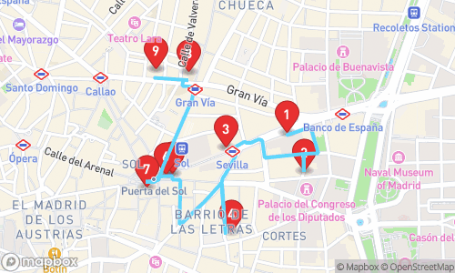 Madrid: A Journey Through Time tour map