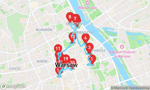 Warsaw Reborn: A Tale of History & Modernity tour map