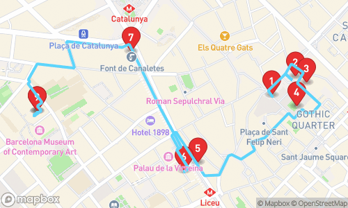 Barcelona: A Historian's Walk Through Saints and Sinners tour map