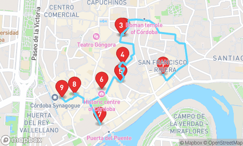 Exploration du patrimoine captivant de Cordoue : un voyage à travers l'histoire et la culture tour map