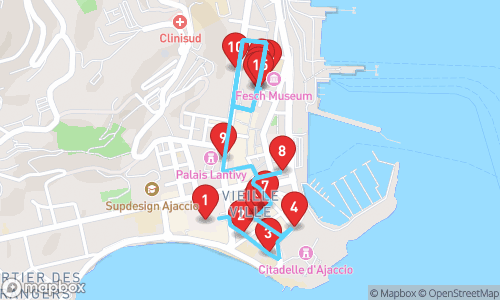 Ajaccio, la Cité Impériale : Un Voyage à Travers l'Histoire et la Culture Corse tour map