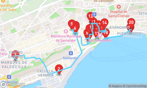 Historic Gems Tour of Santander tour map