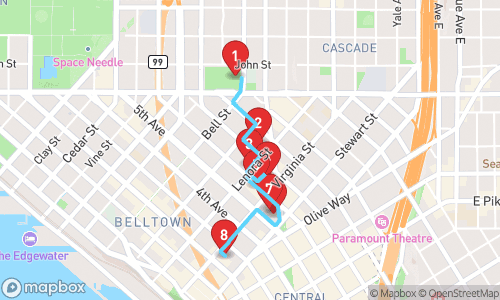 A Journey Through Denny Triangle: Amazon and the Arts tour map