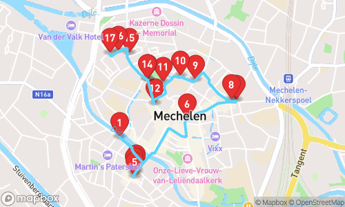 Een Historische Reis door Mechelen tour map