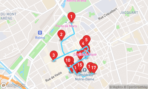 Reims: Een Verborgen Parel van Geschiedenis, Champagne & Art Deco tour map