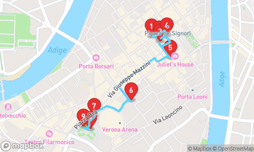 Découverte des Merveilles de Vérone: Un Voyage à Travers l'Histoire et la Romance tour map