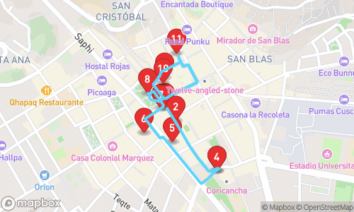 Journey Through Ancient & Colonial Wonders: A Tour Through Historic Cusco tour map