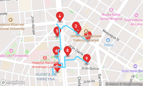Exploring Historic & Cultural Landmarks in Lima tour map