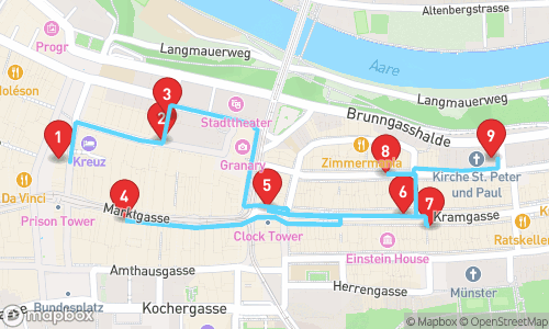 Historische Entdeckungsreise durch Bern tour map