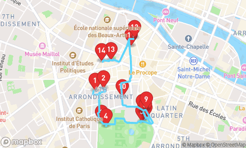 Verlichte Voetsporen: Een Ontdekkingstocht door Historisch Parijs tour map